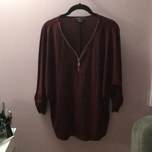 Zip-up Dolman sleeve blouse